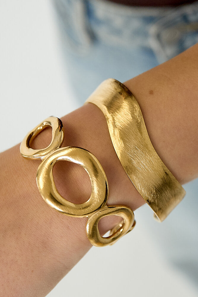 Brazaletes de acero inoxidable de forma irregular, estilo casual y sencillo para uso diario. Joyería para mujer.