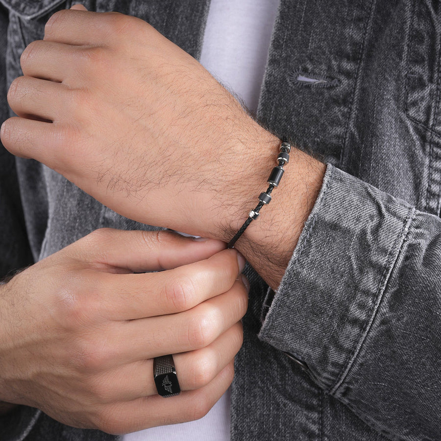 Pulsera de hombre Police Bullion PEAGB0032201 — Acero inoxidable y piel