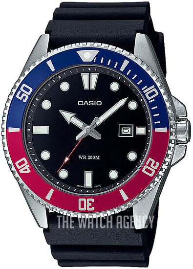 Reloj Casio Collection Diver negro vista lateral — LIZNA ONIX