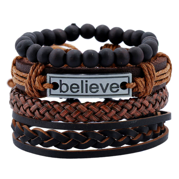 Geometrisk Læderarmbånd Herre | LIZNA ONIX