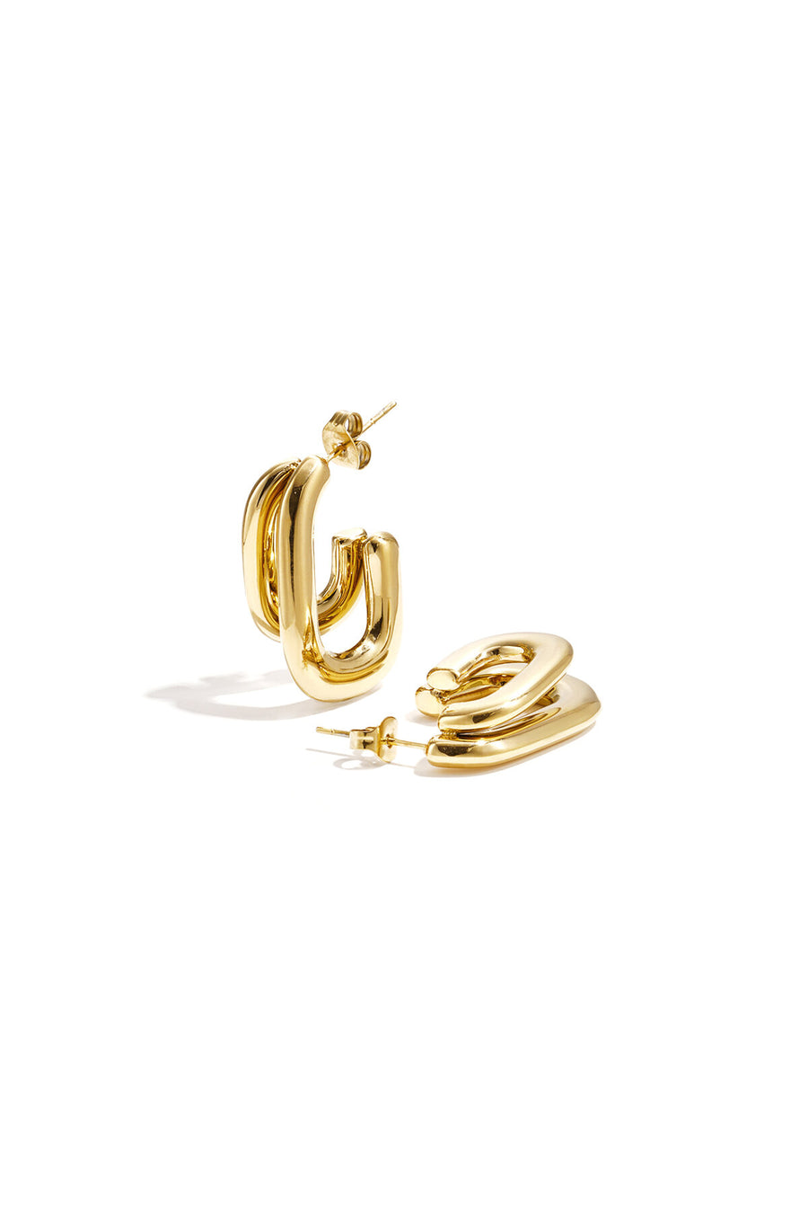 Pendientes Doble Aro Rectangular | LIZNA GLOW