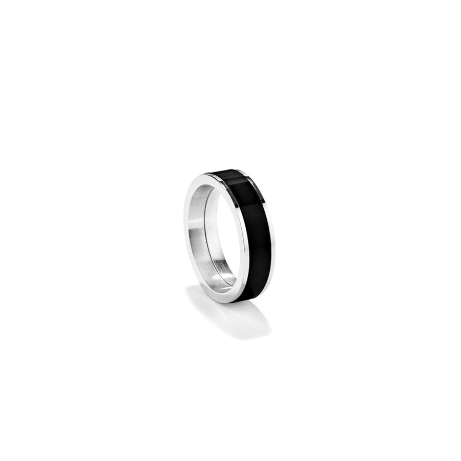 Anillo Radiant RH000022-26 CERAMIC — Plateado y Negro · Talla 26