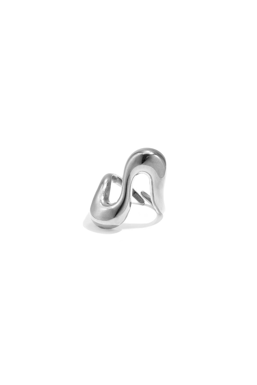 Anillo llamativo ajustable con forma ondulada