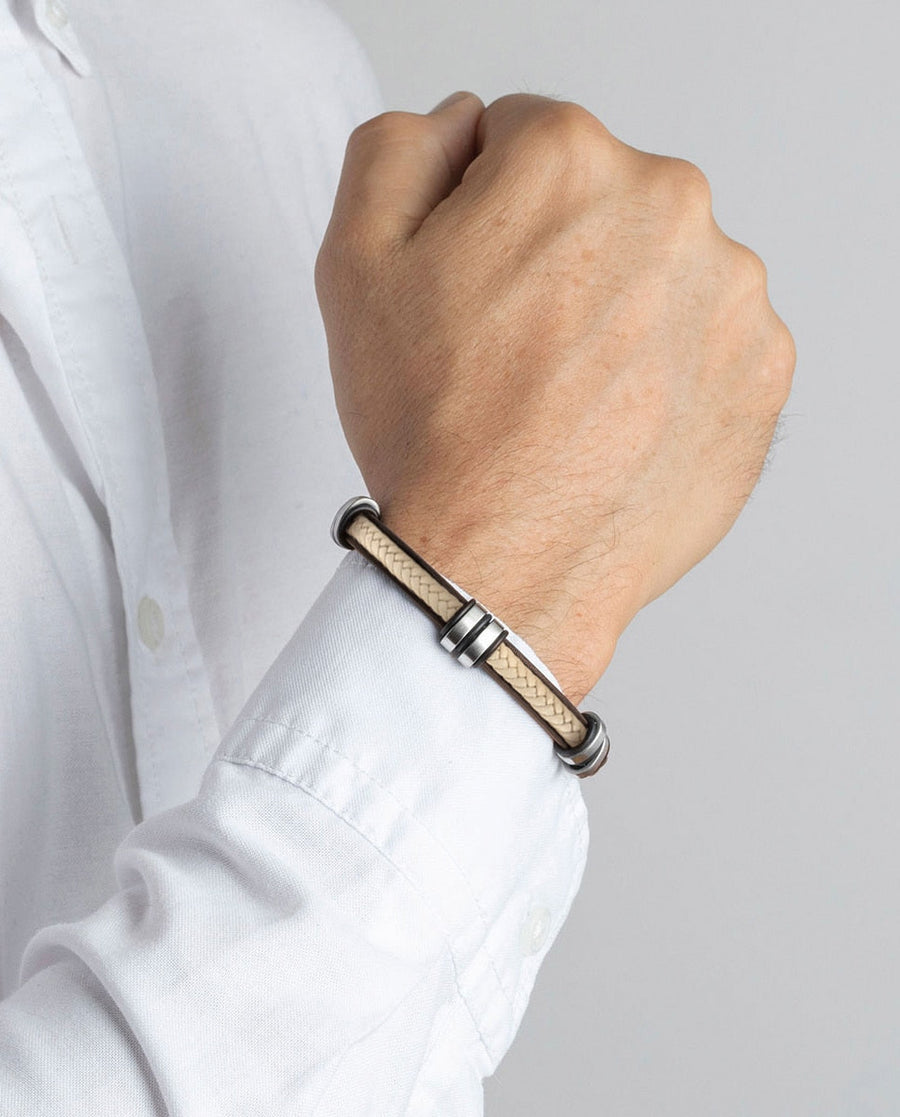 Pulsera Lotus Style LS1829-2/6 — Cuero Marrón y Acero · 23 cm lifestyle