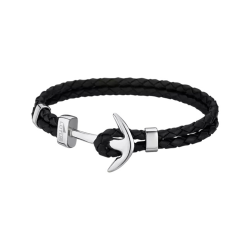 Pulsera Lotus Style LS1832-2/1 Urban Man — Piel Negra y Acero 316L · 21,5 cm lifestyle