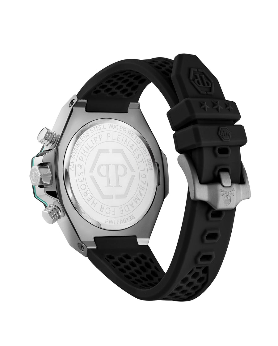 Reloj Philipp Plein Chrono Royal Sport-Tech PWLFA0125 — IP Gun · Seiko YM12A · 46 mm · 5 ATM lifestyle